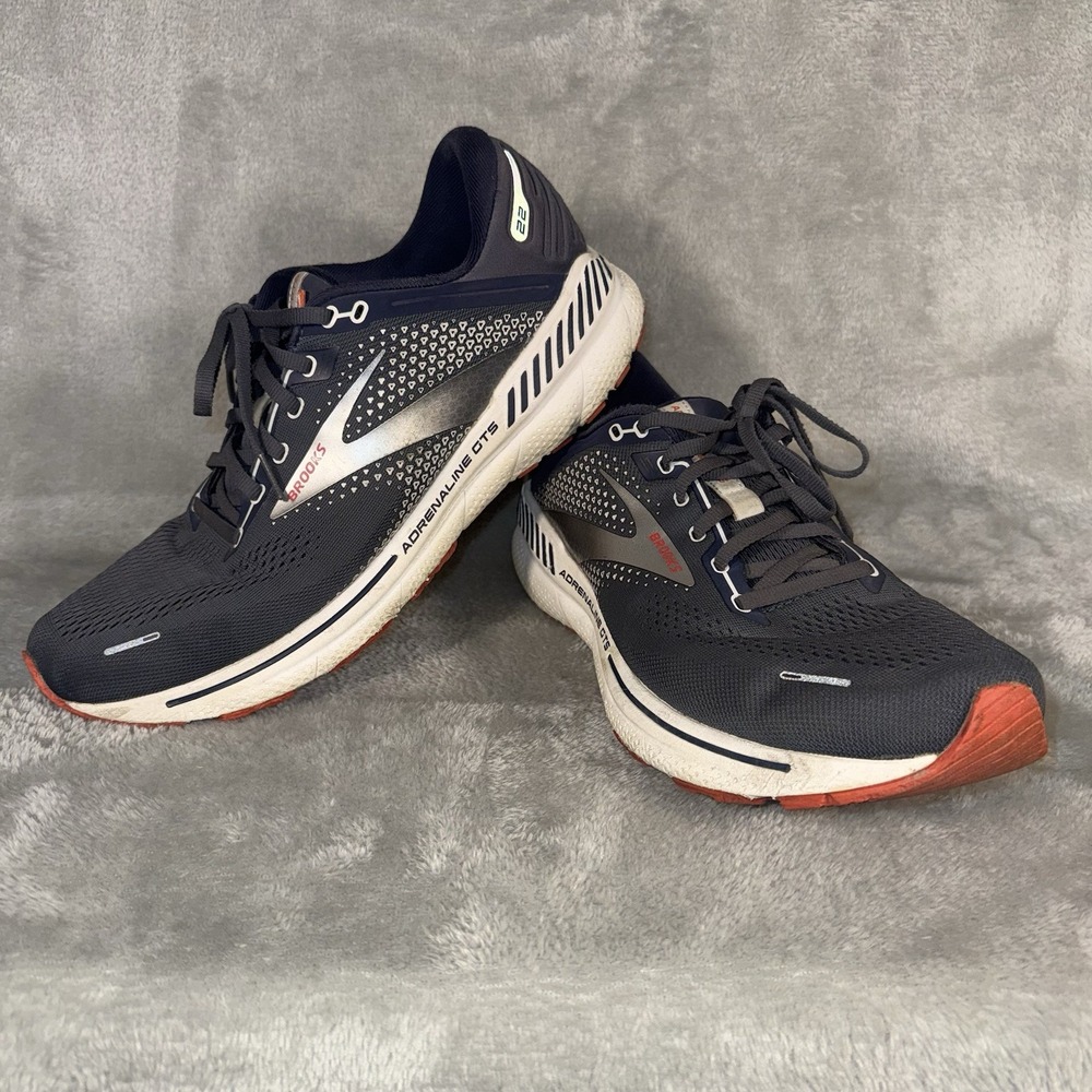 Brooks Adrenaline GTS 22 Men's 11 D Running Shoes Breathable Mesh Navy Red